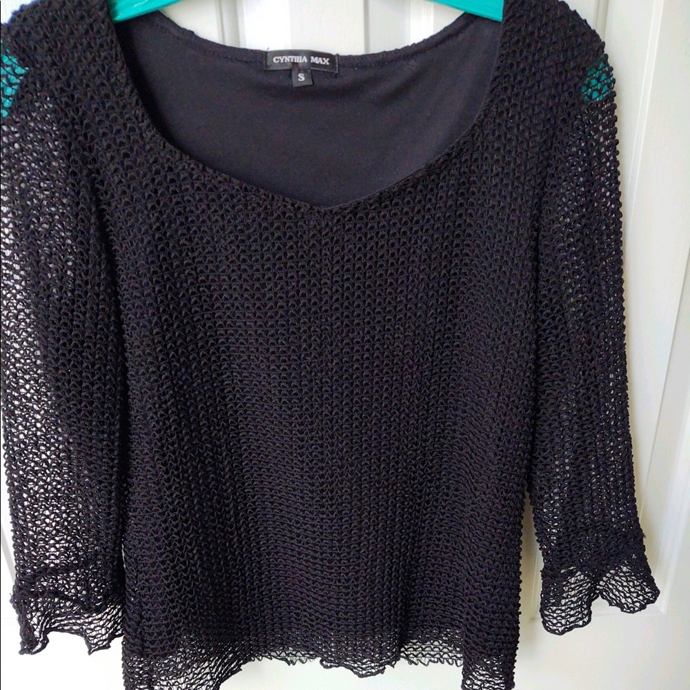 Cynthia Max Black Cutout Top